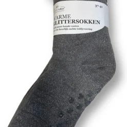 Merkloos Warme Antislip Glittersokken - Kleur. Grijs - Maat. 37 / 41 - Gevoerd Met Imitatie Bont - Altijd Warme Voeten
