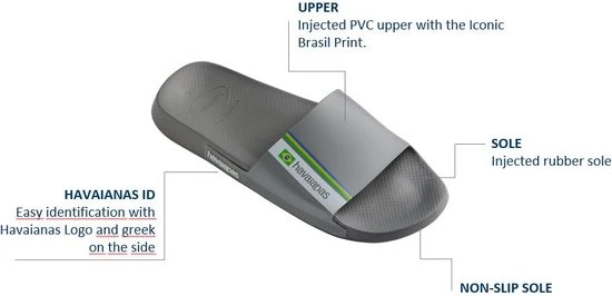 Havaianas Slide Brasil Unisex Slippers - Steel Gray - Maat 45/46 - Afbeelding 7