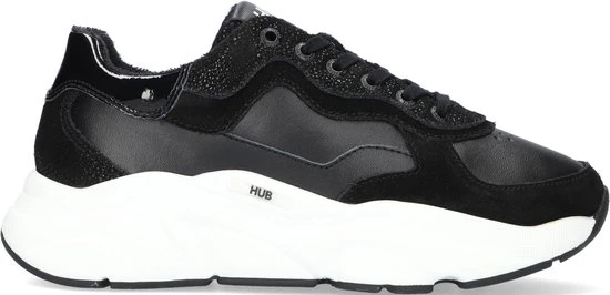 HUB Rock-w Lage Sneakers - Leren Sneaker - Dames - Zwart - Maat 41