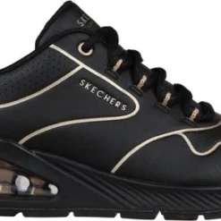 Skechers Uno 2 - Golden Trim Dames Sneakers - Zwart - Maat 38