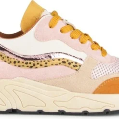 POSH By Poelman CAROCEL Dames Sneakers - Oranje/Roze Multi - Maat 36
