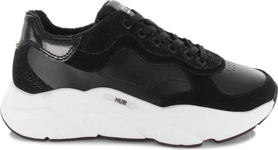 HUB Rock-w Lage Sneakers - Leren Sneaker - Dames - Zwart - Maat 41 - Afbeelding 7