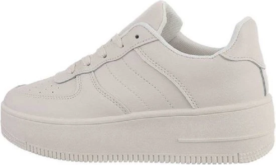 Merkloos Lage Dames Sneakers Hoge Zool Beige - Afbeelding 2