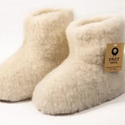 Fast Wool Wollen Sloffen - Laars Model - Ecru - Maat 46