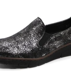 Rieker Dames Instapper - 53766-00 Zwart/Print - Maat 41