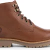 Travelin' Stalon Dames - Leren Veterschoenen - Wol Gevoerde Boots - Cognac Bruin Leer - Maat 39
