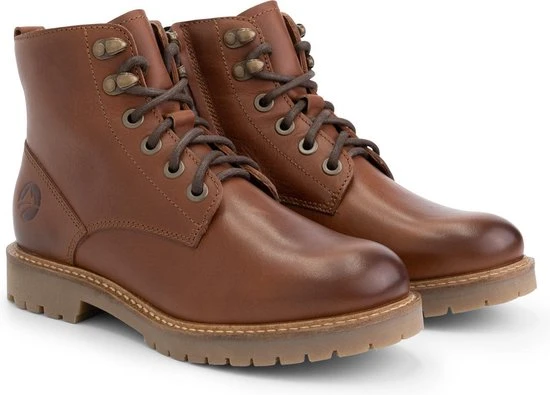 Travelin' Stalon Dames - Leren Veterschoenen - Wol Gevoerde Boots - Cognac Bruin Leer - Maat 39 - Afbeelding 3