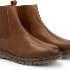 Travelin' Ruca Dames Leren Enkellaarzen - Stoere Chelseaboots - Cognac Bruin Leer - Maat 43