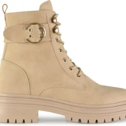 POSH By Poelman CATO Dames Veterlaarzen - Beige - Maat 38