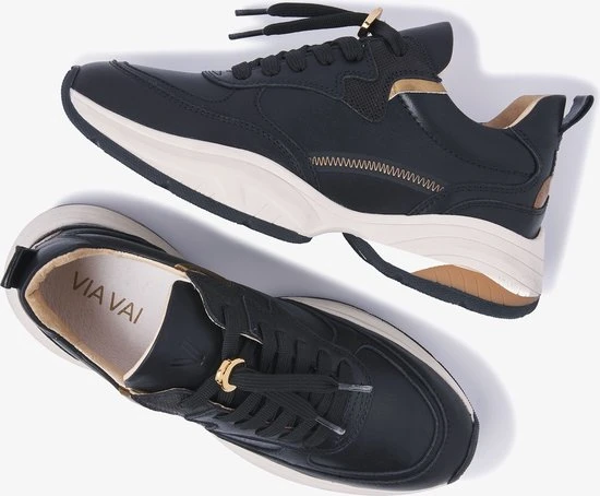 VIA VAI Pepper Jyll Sneakers - Leer - Zwart - Maat 37 - Afbeelding 4
