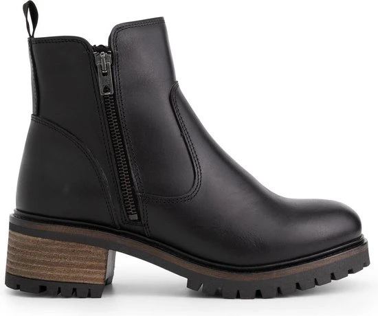 Mysa Ivy Dames Leren Enkellaarzen - Gevoerde Boots - Zwart Leer - Maat 39 - Afbeelding 2