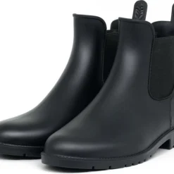 Geweo Regenlaarzen - Wellington Chelsea Laarzen - Kerstmis - Kerstfeest - Christmas Gift - Middelhoge Schoen - Kort Boots - Waterdichte - Dames - Zwart - Maat 36