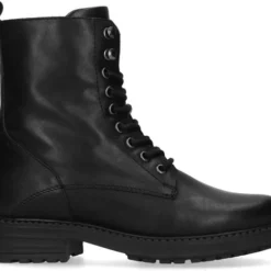Manfield - Dames - Zwarte Veterlaarsjes - Maat 39
