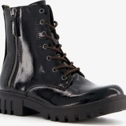 Blue Box Dames Lak Veterboots - Zwart - Maat 40