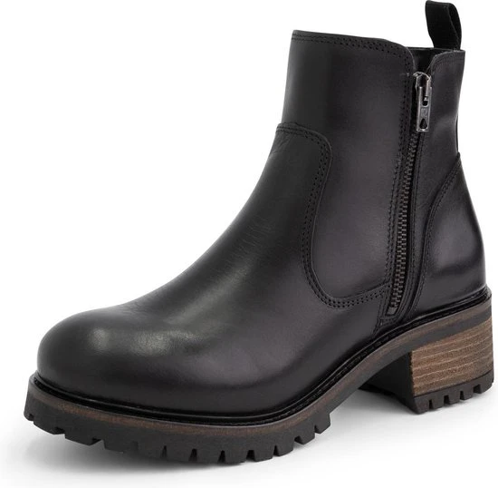 Mysa Ivy Dames Leren Enkellaarzen - Gevoerde Boots - Zwart Leer - Maat 39 - Afbeelding 6