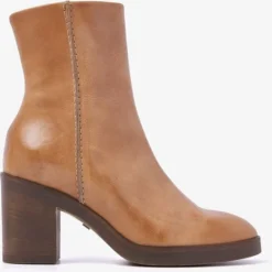 VIA VAI Taara Jade Enkellaarsjes Dames - Cognac - Maat 41