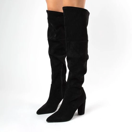 Sacha - Dames - Zwarte Hoge Laarzen Met Ronde Neus - Maat 38 - Afbeelding 2