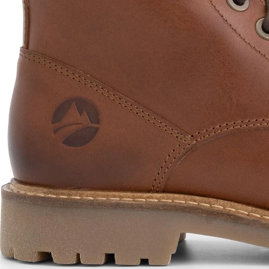 Travelin' Stalon Dames - Leren Veterschoenen - Wol Gevoerde Boots - Cognac Bruin Leer - Maat 39 - Afbeelding 2