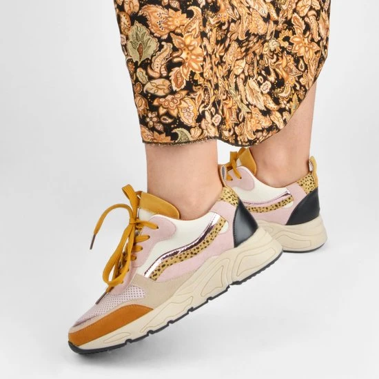 POSH By Poelman CAROCEL Dames Sneakers - Oranje/Roze Multi - Maat 36 - Afbeelding 2