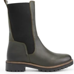Travelin' Ringdal Leren Dameslaarzen - Wol Gevoerd - Chelsea Boots - Olijf Groen/Leger Groen Leer - Maat 39