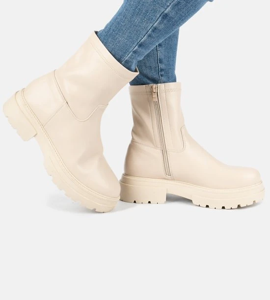 POSH By Poelman ELA Dames Enkellaars - Crème - Maat 39 - Afbeelding 2