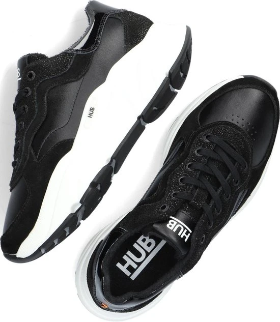 HUB Rock-w Lage Sneakers - Leren Sneaker - Dames - Zwart - Maat 41 - Afbeelding 5