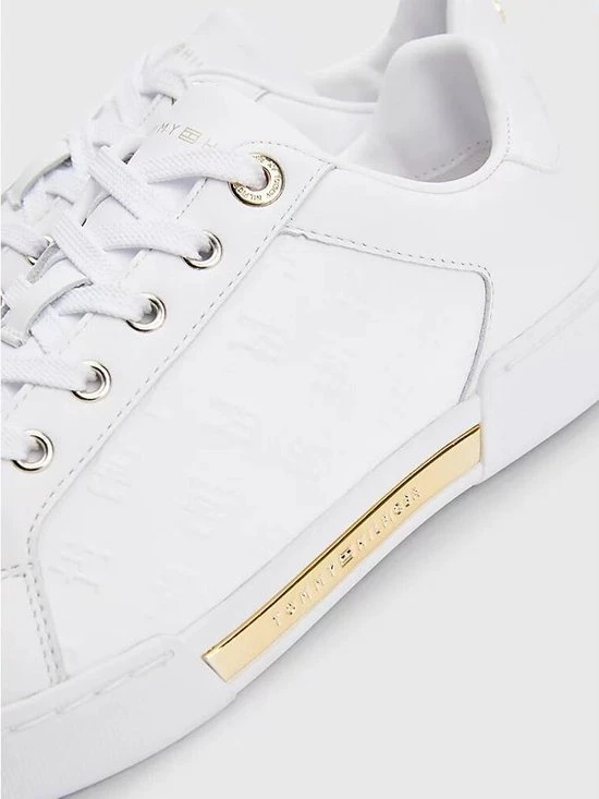 TOMMY HILFIGER Dames Embossed Monogram Sneaker White WIT 38 - Afbeelding 2
