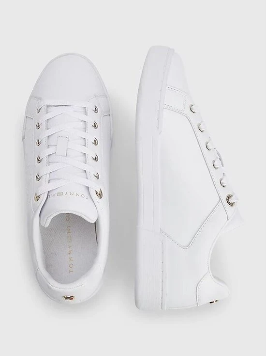 TOMMY HILFIGER Dames Embossed Monogram Sneaker White WIT 38 - Afbeelding 3