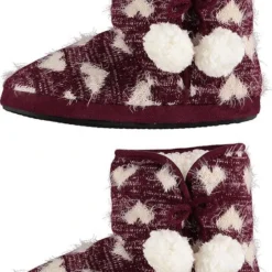 Apollo Pantoffels Dames - Sloffen - Pantoffels - Sloffen Dames - Hoog - Patroon - Hartjes - Bordeaux Rood - Maat 37/38