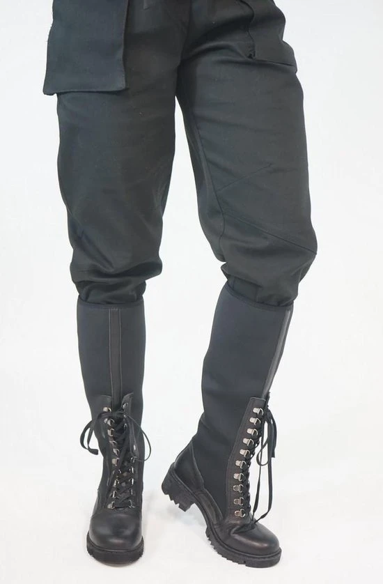 La Pèra - Hoge Mat Zwarte Leren Veter Laarzen Dames - Maat 39 - Afbeelding 4